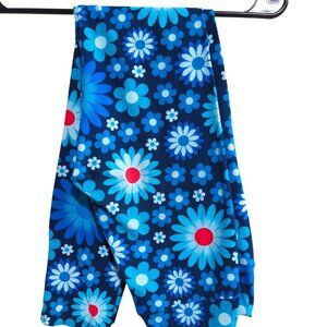 LuLaRoe One Size Blue Floral Daisy Print Retro Limited Edition Leggings